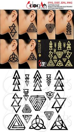 an image of various geometric designs on the side of a man's face and ear