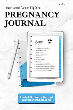 a white and blue book with the title, how to prepare for a pregancy journal