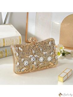 Bird in Bag - Sophisticated Gold Evening Clutch for Glamorous Events Elegant Gold Clutch For Night Out, Golden Handbag, Buckle Bag, Bag Jewelry, Buckle Bags, Bag Elegant, Color Champagne, Elegant Chic, Evening Clutch