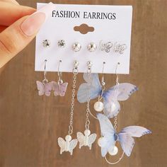 Gender: Women Material: Metal Metals Type: Zinc Alloy Dangling Butterfly Earrings Geometric Hoop Earrings, Earring Trends, Jewelry Appraisal, Bridal Earrings Pearl, Hoop Earring Sets, Wedding Bridal Jewellery, Long Dangle Earrings, Colorful Earrings, Big Earrings