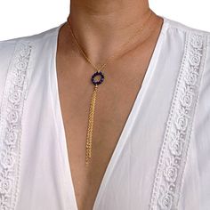 Choose between a minimalist & elegant sapphire lariat OR tassel Y necklace.  It looks gorgeous on its own or layered with more necklaces!  You get the option to add an initial tag at the back of the Y necklace. Besides being the birthstone of September, sapphire is also the 5th anniversary stone. * perfect birthday gift, anniversary gift, bridesmaid gift, graduation gift, etc. Here's my complete gemstones available in this style: * garnet - January birthstone * amethyst - February birthstone * a Elegant Blue Lariat Necklace Gift, Chic Adjustable Tassel Necklace As A Gift, Elegant Gemstone Dangle Lariat Necklace, Elegant Dangle Gemstone Lariat Necklace, Elegant Lariat Tassel Necklace With Adjustable Chain, Elegant Blue Lariat Necklace With Adjustable Chain, Blue Tassel Necklace For Gift, Elegant Tassel Necklace With Adjustable Chain As Gift, Elegant Blue Tassel Necklace As Gift