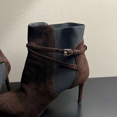 Gorgeous Prada Brown Suede Ankle Boots/Booties With Pointed Toe And Stretch Elastic. Made In Italy Purchased Maybe Four Years Ago. Only Worn A Couple Of Times And Are In Great Condition. Perfect For Fall. Dress Them Up Or Down. Size 37.5/Us 7 1/2. Depends On Your Feet May Fit Like A 7. Heel Maybe 3.0 To 3.5 Inches. Elegant Brown Booties For Work, Elegant Fitted Brown Booties, Brown Suede Ankle Boots, Shoes Prada, Fall Dress, Prada Shoes, Suede Ankle Boots, Brown Suede, Ankle Booties