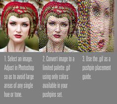 a woman with red hair wearing a headdress and text describing how to use photoshop