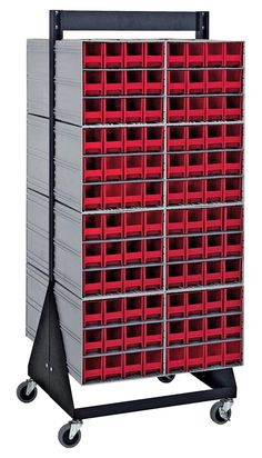 QIC-248-122 - Industrial 4 Less - QIC-248-122-RD Cabinets With Drawers, Stainless Steel Shelving, Stacking Bins, Recessed Handle, Mobile Shelving, Shelf Bins, Drawer Bins, Stackable Bins, Storage Cabinet With Drawers