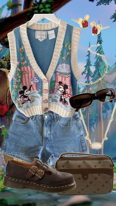 Disney Outfit, 90s Mickey/Minnie Vest, Abercrombie Shorts, Doc Marten Brown Mary Jane’s, Gold Jewelry Kendra Scott New Years Disney Outfit, Disney Cold Weather Outfit, Disney Springs Outfits, Disney Birthday Outfit, Disneyland Outfits Fall, California Adventure Outfit, Disneyland Outfits Winter, Disney Outfits Aesthetic, Disney Park Outfits