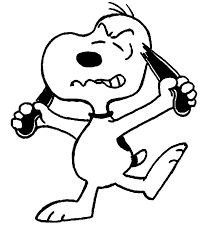 a cartoon dog with a baseball bat in his hand