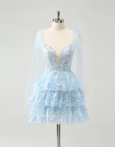 A-Line Tiered Tulle Homecoming Dress – BL Dress Fitted Organza Gown For Homecoming, Knee-length Tulle Dresses With Fitted Bodice, Fitted A-line Dress With Tulle Skirt, Blue Tulle Mini Dress For Wedding, Fitted Tulle Knee-length Dress, A-line Tulle Homecoming Dress, Knee-length Tulle Mini Dress For Wedding, Fitted Knee-length Tulle Dress, Organza Dress With Fitted Bodice And Mini Length