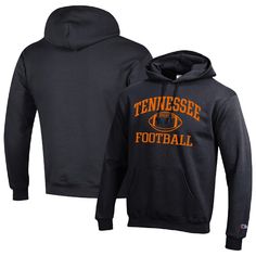 Layer up with an unquestionable showing of Tennessee Volunteers spirit in the form of this Football Icon hoodie from Champion. It features a Tennessee Volunteers wordmark and football graphic resting in between, leaving no doubt that you're see to see your squad take it to their opponents when it's go time. The front pouch pocket offers a classic look and convenient, small-item storage that makes this midweight pullover a strong choice at the first sign of cooler temperatures. Tennessee Volunteers Football, Football Icon, Small Item Storage, Tennessee Volunteers, Classic Looks, Black Hoodie, Pocket Pouch, Tennessee, Pullover Hoodie