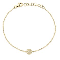 Pave Disc Bracelet – Lindsey Leigh Jewelry Pave Bracelet, Disc Bracelet, Round Diamond Setting, Circle Bracelet, Bracelets Gold Diamond, Circle Diamond, Authentic Jewelry, Gold Bracelet Chain, Diamond Bracelets