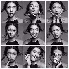 many different pictures of a woman making faces