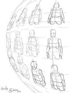 sketches of backpacks in different positions and sizes