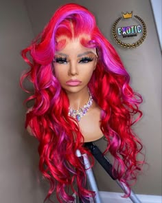 Colorful Wigs For Black Women, Multi Colored Wigs, Unique Wig Hairstyles, Different Wig Hairstyles, Custom Color Wigs, Wig Color Ideas, Wild Hair Color, Layer Hair, Colorful Wigs