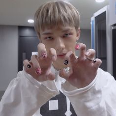 hyunjin icon Skz Concert, Band Nails, Korean Nail Art, Inspired Nails, Nail Polish Designs