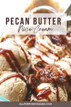 pecan butter ice cream in a glass bowl