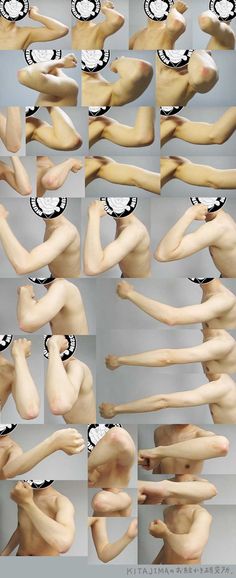 multiple images of male mannequins in various poses