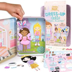 PRICES MAY VARY. DRESS-UP 3 MAGNETIC DOLLS: Spark imagination and creative thinking with over 80 magnetic outfits and accessories to mix & match on each doll! MAKE ANY TIME DRESS-UP TIME: Store your dress-up goodies in your metal playset and bring it on the go to create dress-up Story Magic wherever you go! FILL IN THE BLANKS & TELL YOUR STORY: Encourage active listening and storytelling with a mini story maker that helps you create your own meaningful tales of friendship! EXPERIENCE OPEN-ENDED Lacing Cards, Magic Dress, Puffy Stickers, Easter Gift Baskets, Travel Toys, Dress Up Dolls, Screen Free, Free Fun, Business For Kids