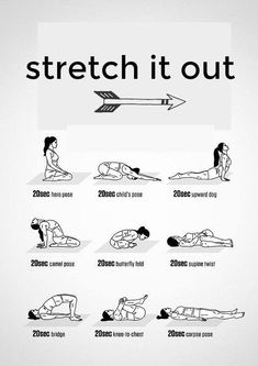 a poster with instructions on how to do the stretch out in different positions, including an arrow