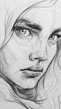 a pencil drawing of a woman's face