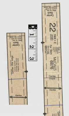 a ruler is shown with the measurements for each piece of paper on it's side