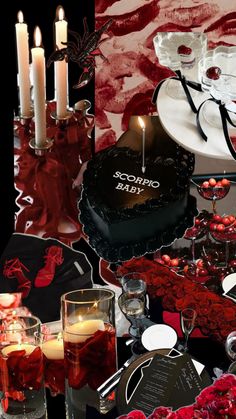 Scorpio season . Red Black and White dinner party aesthetic mood board 23rd Birthday Themes, Black And White Dinner Party, Gothic Dinner Party, Mafia Theme Party, White Dinner Party, Gothic Dinner, Red Party Themes, Dinner Party Aesthetic, Red Party Decorations