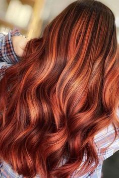 Caramel Brown With Red Highlights, Fall Hair Color Asian Balayage Highlights, Auburn Hair Color With Strawberry Blonde Highlights, Red Vibrant Hair, Copper Hair Color Ideas For Brunettes, Toned Red Hair, Dimensional Red Hair Copper, Copper Hair With Shadow Root, Copper Hair With Dark Roots