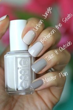 beautybom.com April Nail Colors, Mani Colors, Monica Style, Interview Nails, Essie Nails, Pedicure Gel, Grey Nail, Essie Colors, Grey Nails