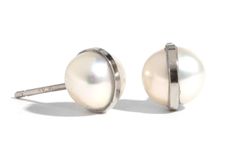 Bezel Wrapped Pearl Stud Earrings Price$225.00 Modern White Pearl Earrings For Anniversary, Modern White Akoya Pearl Earrings, Modern White Round Pearl Earrings, Round Pearl Earrings With Polished Finish For Anniversary, White Round Bead Pearl Earrings For Formal Occasions, Formal White Pearl Round Bead Earrings, Anniversary Pearl Earrings With Polished Finish, Formal Round Pearl Earrings With Polished Finish, High Luster White Gold Pearl Earrings