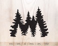 the silhouettes of three trees are shown on a wooden background with text that reads svg