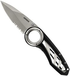 a black and silver pocket knife on a white background