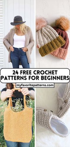 24 Free and Easy Crochet Patterns for Beginners Easy Crochet Hats For Beginners Simple, Free Crochet Projects Ideas, Types Of Crochet Patterns, Mindless Crochet Projects, Beginning Crochet Patterns, Free Crocheting Patterns, Wool Crochet Projects, Quick Crochet Gifts Free Pattern, Free Crochet Patterns To Print