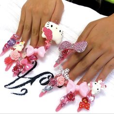 Gyaru Mcbling, Time Animation, Gyaru Style, Junk Nails, Animation Videos, Kitty Items, Style Nails