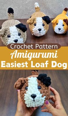 crochet pattern amigurumii easyest loaf dog for kids to make