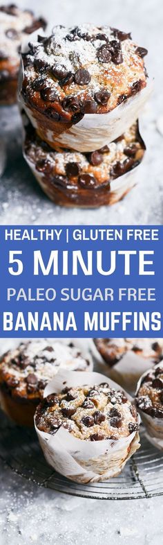 healthy gluten free banana muffins with text overlay