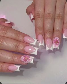 Orchid Nails Square, French Tip Nails With Pink, Square Nails Pink, Short French Tip, Nails With Pink, Short French Tip Nails, Pink Tip Nails, Short French