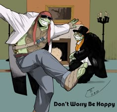 an image of a man kicking another man with his leg in the air and wearing sunglasses