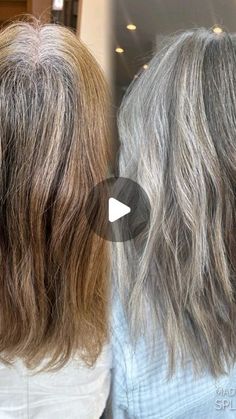 Gray Hair Growing Out Highlights, Light Brown To Gray Hair Transition, Best Colors For Gray Hair, Black To Gray Hair Transition, Gray Blending Light Brown Hair, Blending Greys Into Blonde Hair, Full Bleached Hair, Growing Out Gray Hair Blending Brown, Gray Blending Brunette Hair