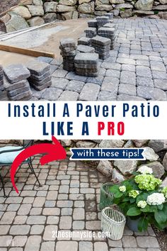 an outdoor patio that has been built with pavers