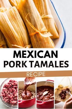 mexican pork tamales recipe in a casserole dish with the title overlay