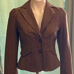 New Without Tags Brown Waist Line Jacket. 99% Polyester 25% Cotton 13% Acrylic 19% Wool Dry Clean Only Arm Length 23 1/2” Length 23 1/2” Waist Line, Line Jackets, Twenty One, Blazer Suit, The Twenties, Suit Jacket, Jackets & Coats, Jackets For Women, Dry Clean