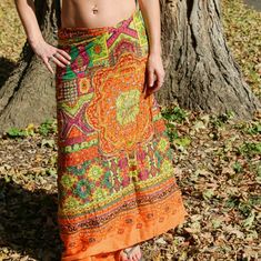 Orange Metallic Beach Wrap - Cotton, Boho Sarong. Shown as a skirt. Sequin Details Beach Wrap, Maxi Gown Dress, Sunny Beach, Sweater Tank Top, Vibrant Orange, Bohemian Clothes, Beach Days, Romper Pants, Skirt Dress