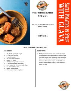 the recipe for sweet potatoes is shown in this brochure