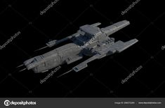 Spaceship Command Vessel on Black Background - Side View, 3d digitally rendered science fiction illustration by Algol Designs on Deposit Photos Side View, Siding