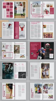 an open magazine is shown with photos and text on the front page, along with other pages