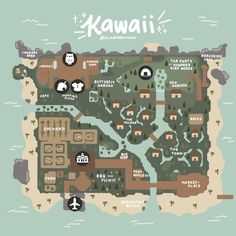 a map of the kawaii island resort in hawaii, with all its amenities