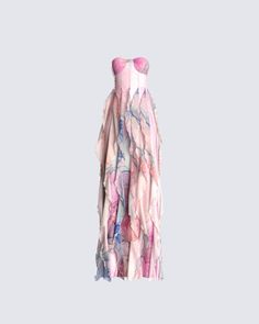 Priceless and precious 💫 Be one of a kind in this ruffled, abstract print gown, having them all admire you like the masterpiece you are 🤌🏼 Pink Silk Pre-draped Maxi Dress, Pink Maxi Dress With Ruffled Fitted Bodice, Pink Maxi Dress With Ruffles And Fitted Bodice, Summer Long Gown With Ruffles, Pink Fitted Gown With Ruffles, Pink Ruffled Maxi Dress For Gala, Fitted Abstract Print Maxi Dress For Party, Fitted Pink Gown With Ruffles, Silk Maxi Dress With Abstract Print For Party