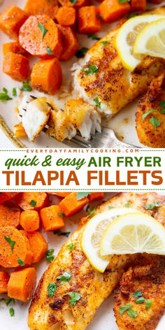 Serve these Quick and Easy Air Fryer Tilapia Fillets! They're a quick weeknight dinner in just 20 minutes. Deliciously crispy while being healthy, this air fried tilapia recipe is an easy homemade meal everyone will love! Tilapia Recipes Air Fryer, Air Fryer Tilapia Recipes, Best Tilapia Recipe, Dinners For Family, Air Fryer Tilapia, Fried Tilapia, Air Fryer Fish