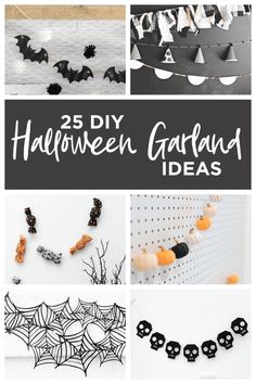 25 diy halloween garlands and crafts for kids to make with paper bats, spider web