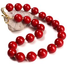 "Red South Sea Shell Pearl 16mm Large High Luster Statement Necklace with Hook and Eye Clasp Necklace, Gift for Her Available in 18\", 20\", 22\", 24\",26\" Matching Earrings sold separately" Classic 8mm Bead Necklaces As Gifts, Classic 8mm Bead Necklaces Perfect For Gifts, Classic 8mm Beads Necklace For Gifts, Classic 8mm Beaded Necklaces As Gift, 8mm Bead Necklaces For Gift, Classic Necklace With 8mm Beads For Gift, Red 8mm Bead Necklace, Red Necklaces With 8mm Beads For Jewelry Making, Red Coral Single Strand Round Necklace