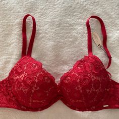 Super Sexy And Super Comfy Push Up Bra From Victoria’s Secret, Never Worn, New With Tag. Size 36c Victoria's Secret Red Lined Bra, Red Bra, Bras And Panties, Push Up Bra, Victoria’s Secret, Push Up, Women's Intimates, New Color, Bra