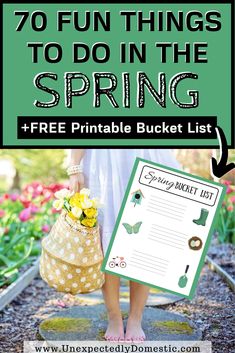 the free spring bucket list with text overlay that reads grab your free spring bucket list